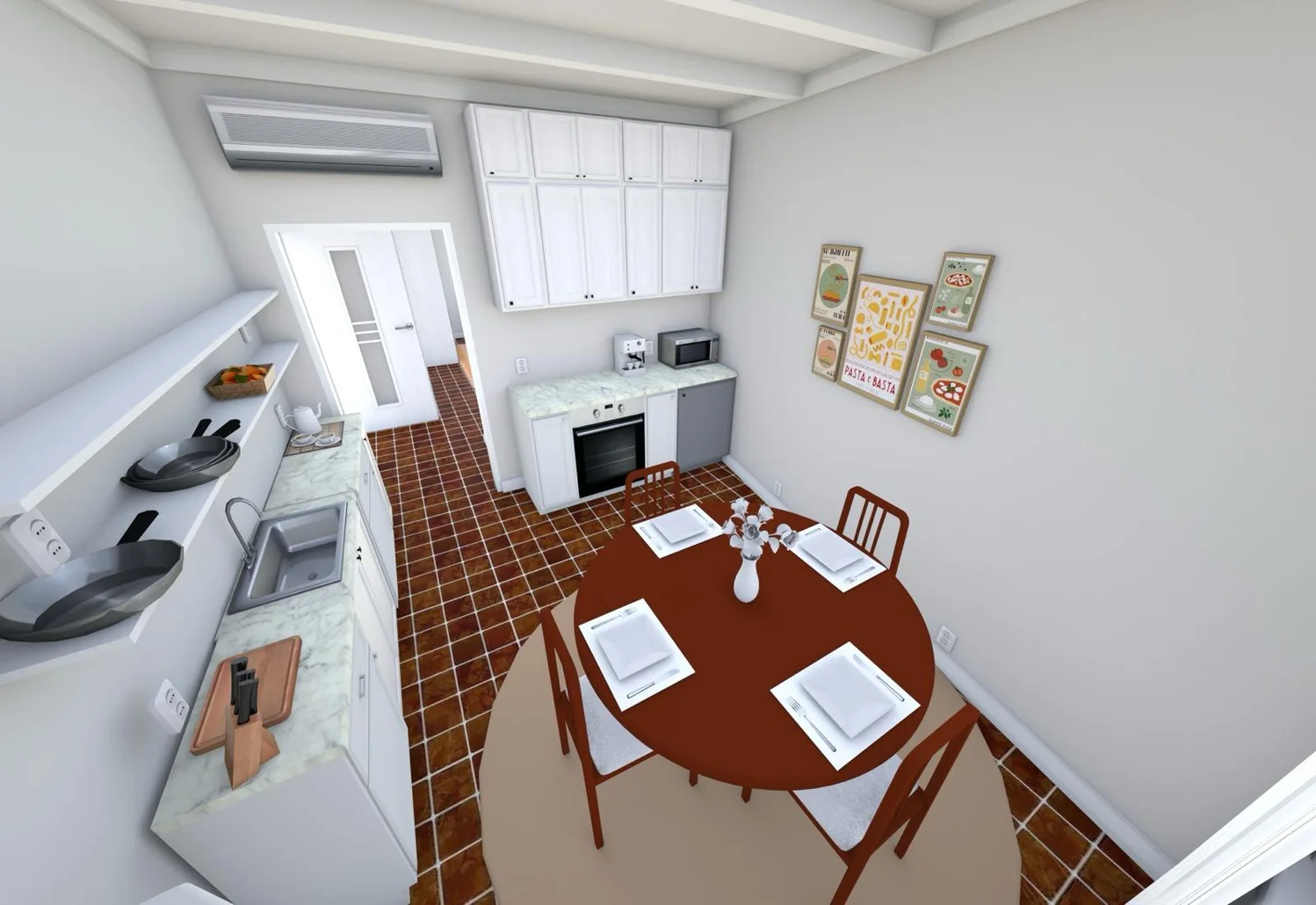 Visualizzazione della cucina per appartamento a Mantova